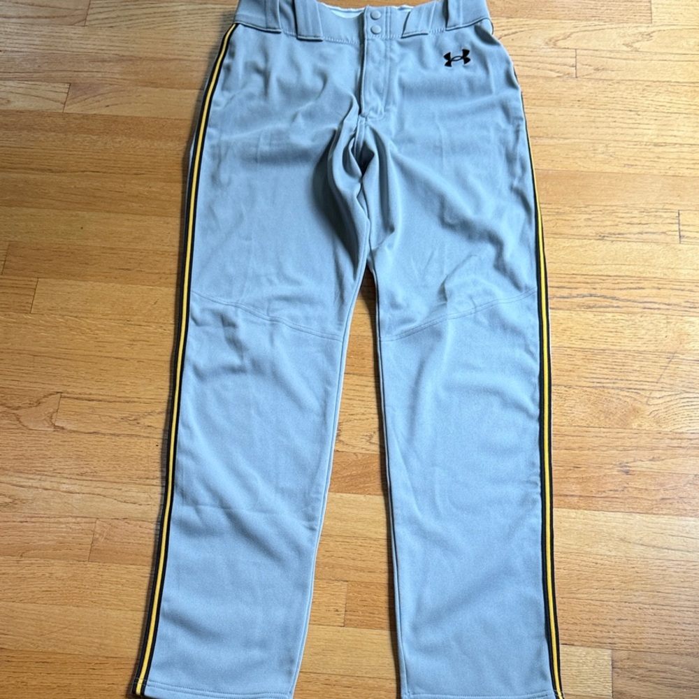 BASEBALL PANTS ADULT Under Armour Men's Light Gray Black and Gold Trim
